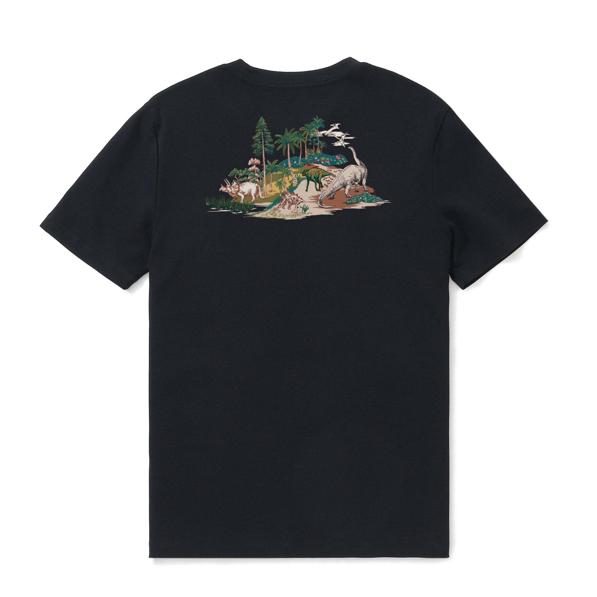 Men's Hawaiian tee with dinosaur print, 100% cotton, crew neck