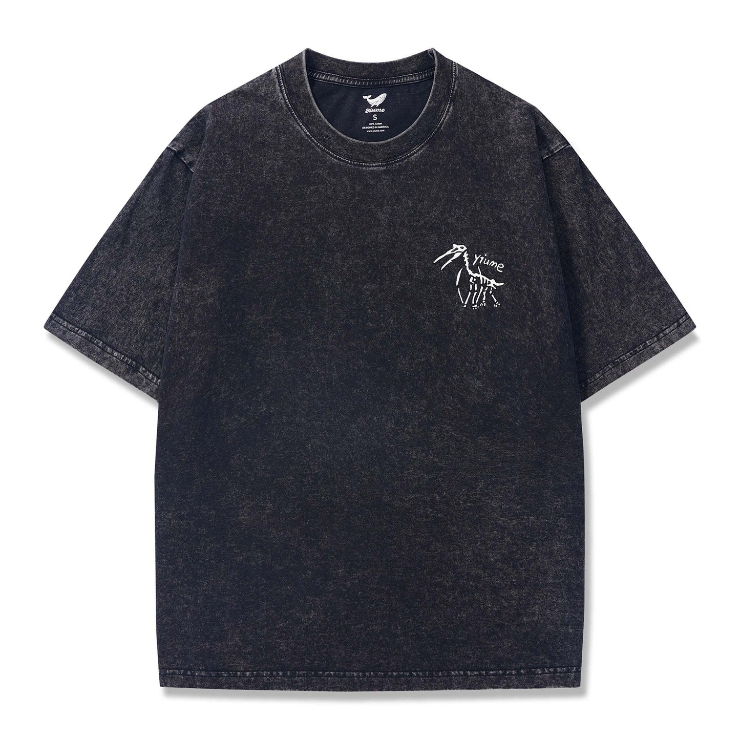 T-shirt Short Sleeve Solid Basic 100% Cotton Black Aloha Fossil Pterosaur