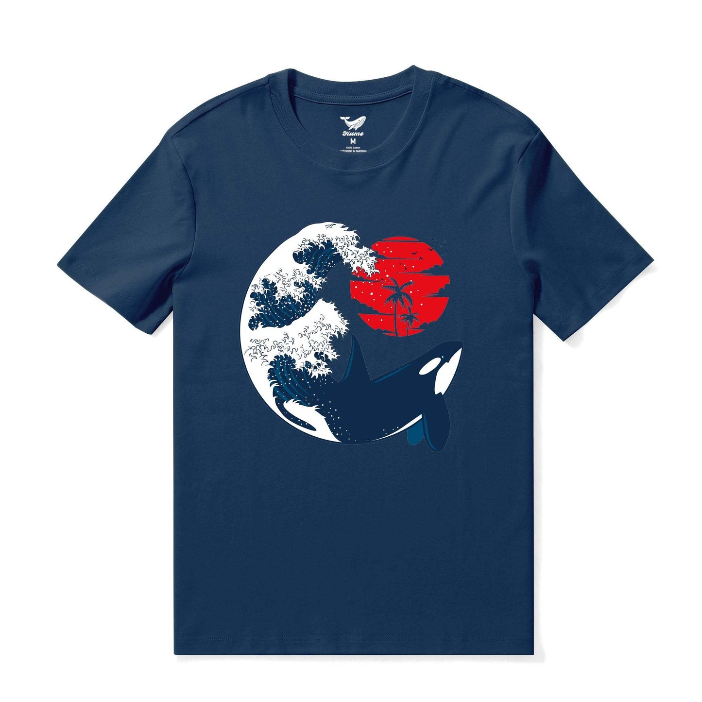 Hawaiian Tee For Men The Killer Wave Tee Crew Neck 100% Cotton