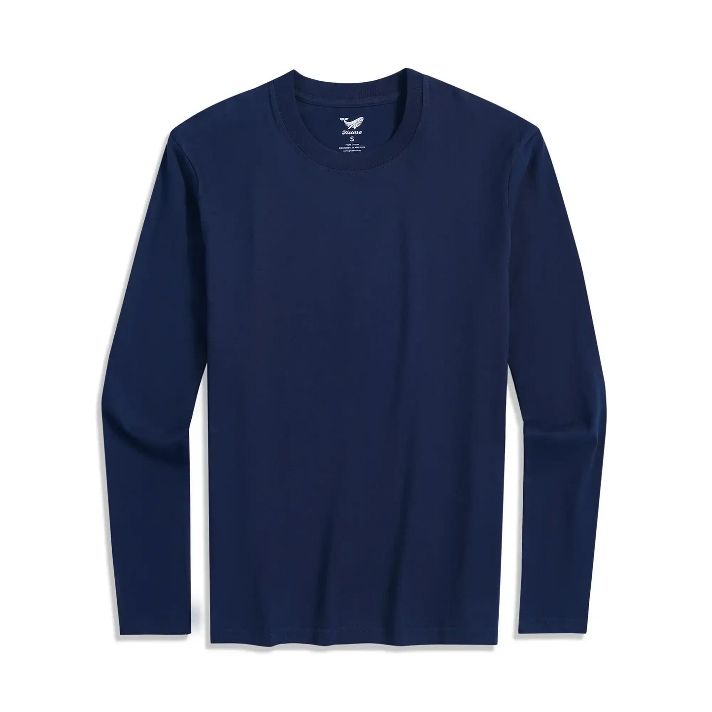 Long Sleeve Tee Shirt Crew Neck 100% Cotton Solid Color